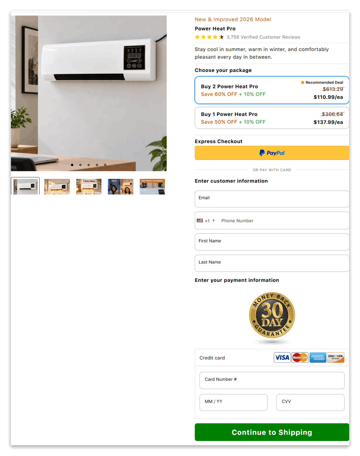 Power Heat Pro Secure Checkout Page